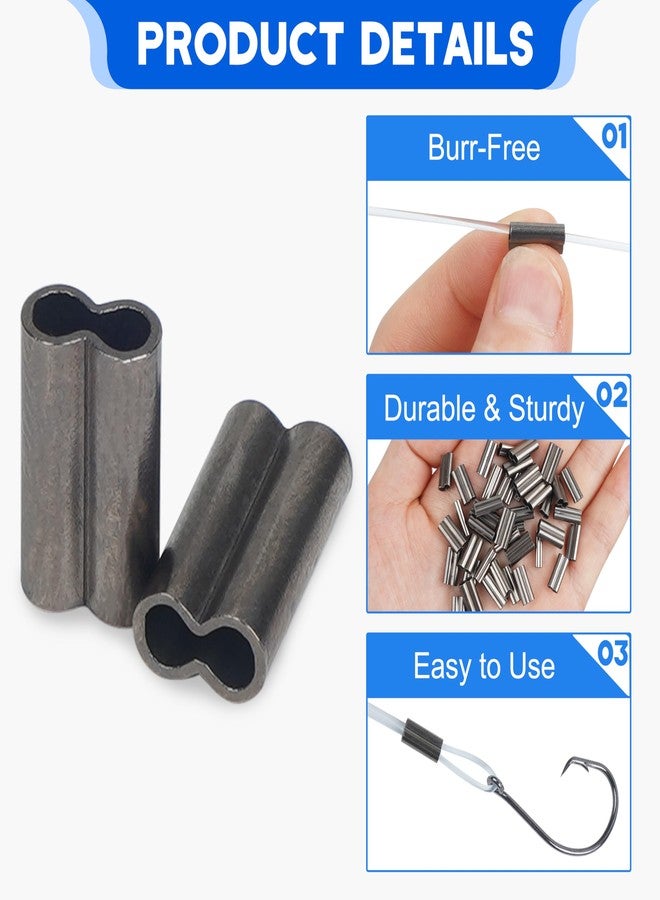 SILANON Double Barrel Crimp Sleeves,100pcs Fishing Crimp Sleeves Brass Copper Crimping Loop Sleeves Wire Rope Crimp Sleeves Fishing Line Tube Connector Wire Leader Rigging Tackle (0.8mm-100pcs) - Image 3